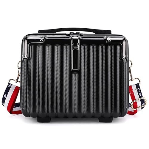 Mini Suitcase Hard Shell Makeup Case Stress-Resistant ABS Hard Makeup Black