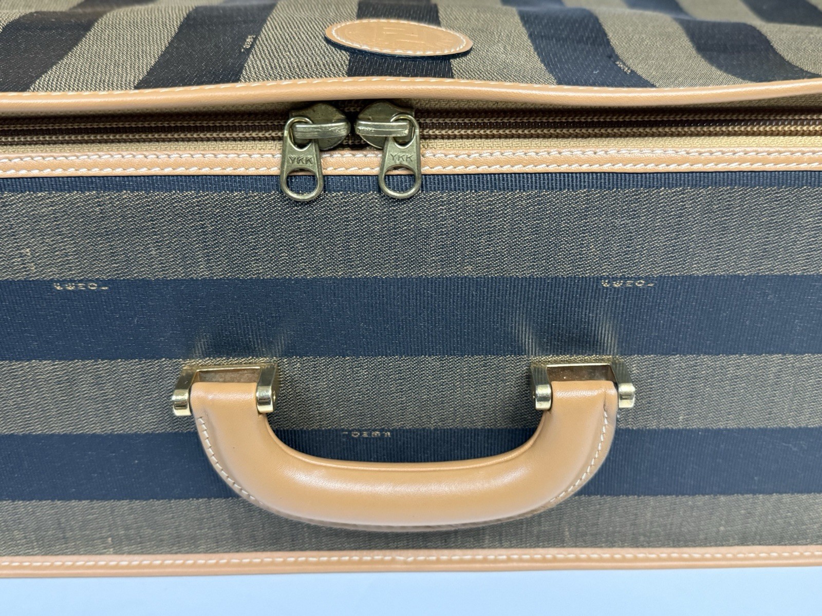 💟FENDI💟 EUC Auth🔥 Pequin Black&Brown PVC Luggage Bags w/Signature Patterns