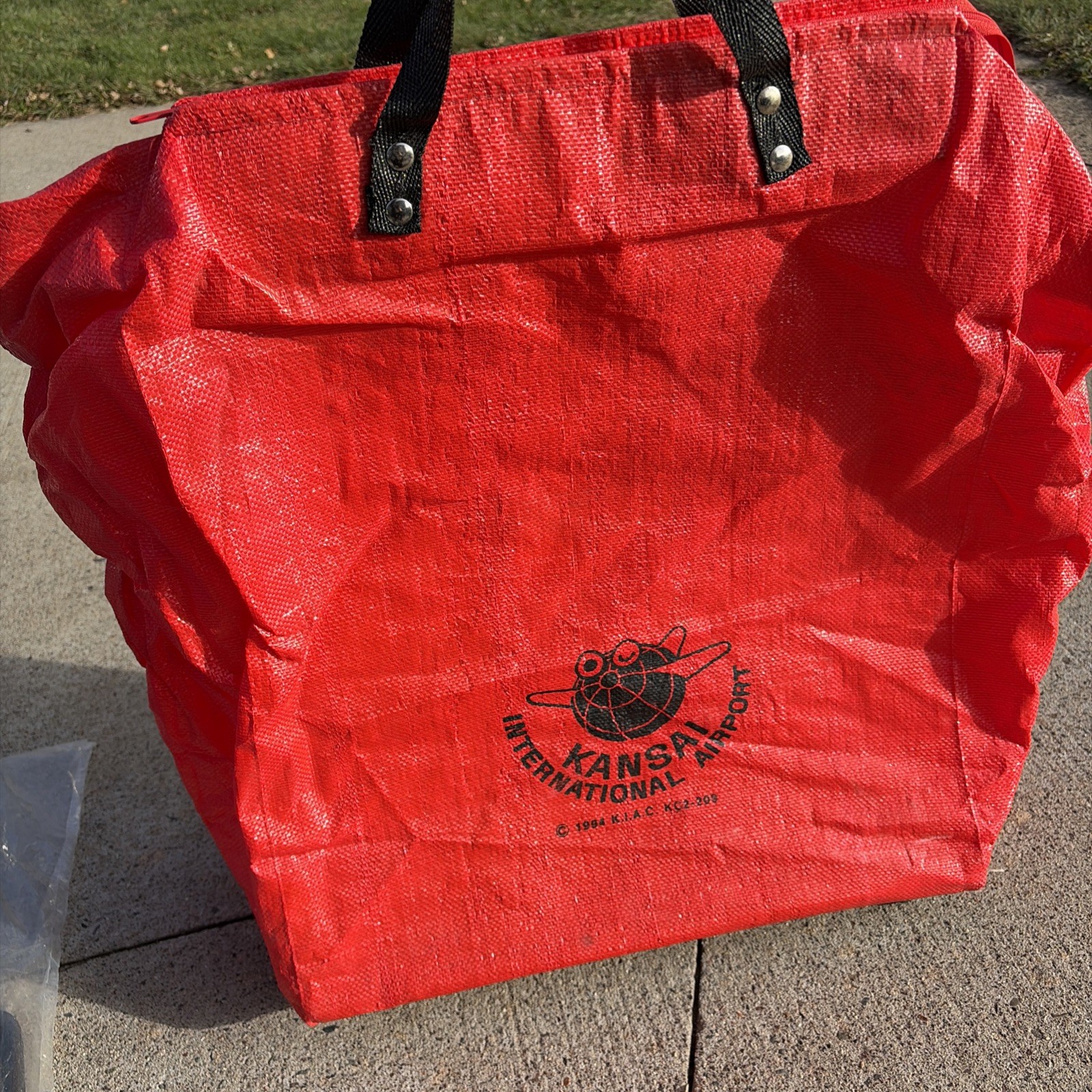 Vintage Wheeled Tote Bag Zippered Kansai International Airport JAPAN KIX Red Bag