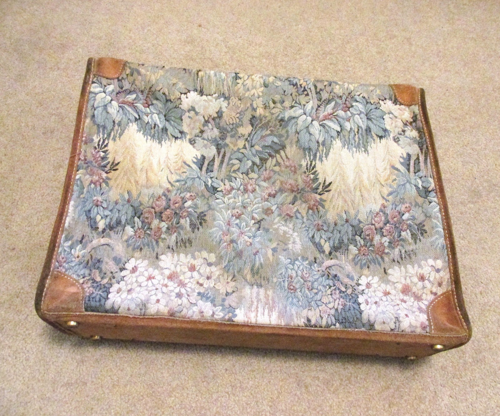 Vintage French Co. Paradise Leather Tapestry 22 in. Luggage Suit Case