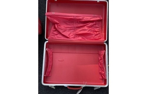 Sears Forecast Luggage 4 Piece Set w/ Train Case & Original Key 1970s Red