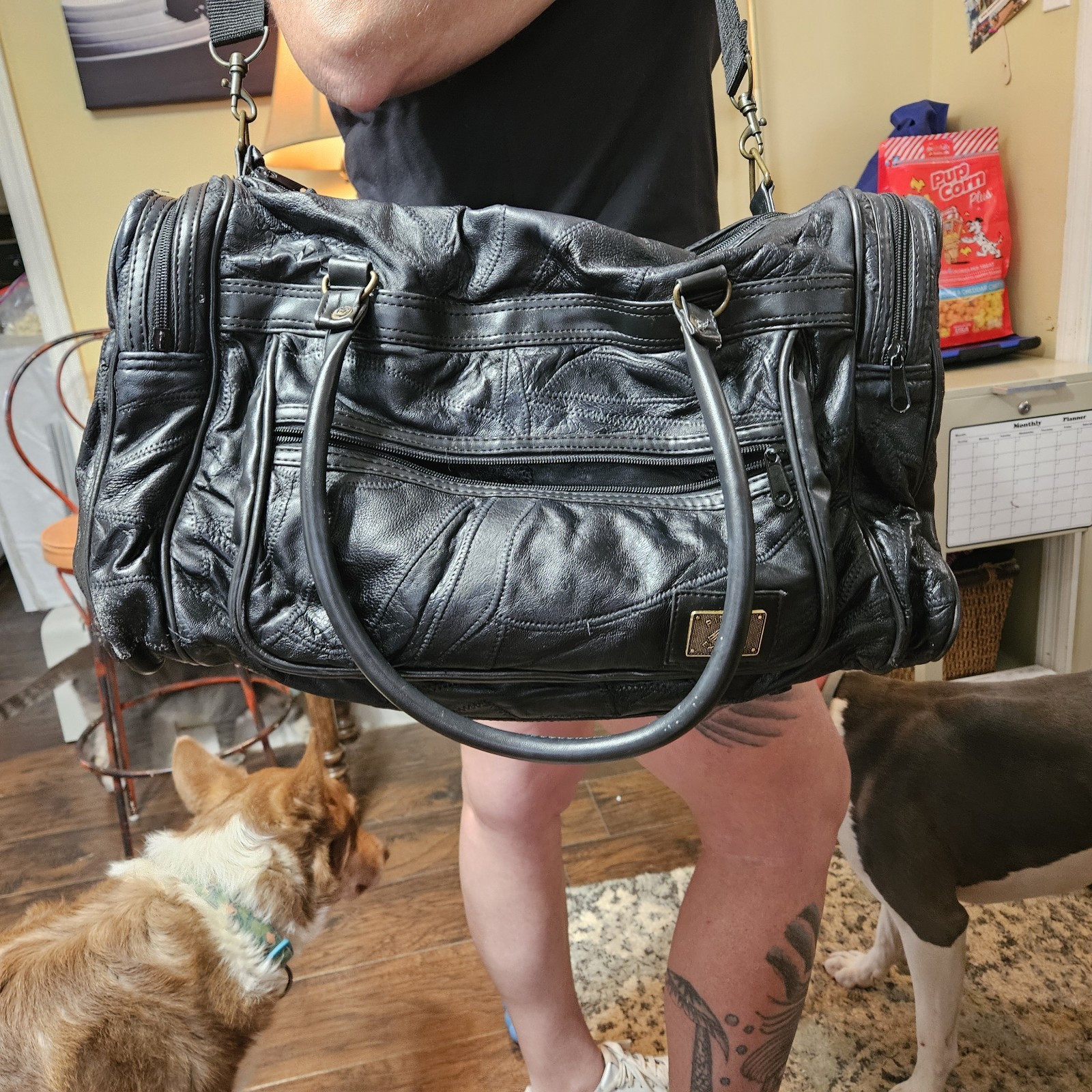 Pioneer Vintage Patchwork Leather Duffel Bag