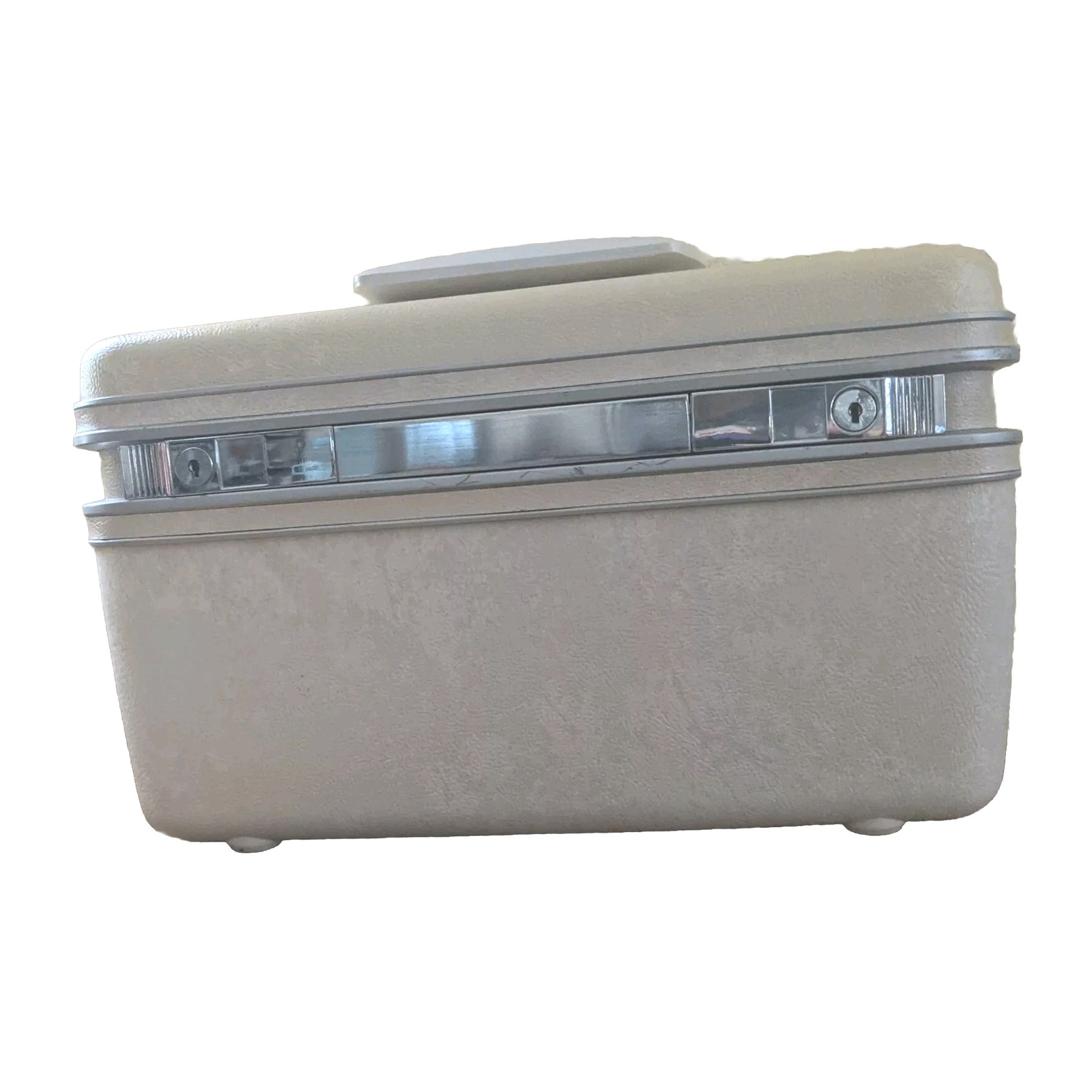 Samsonite Silhouette Marbled Finish Train Case Vintage Vanity Mirror, Tray & Key