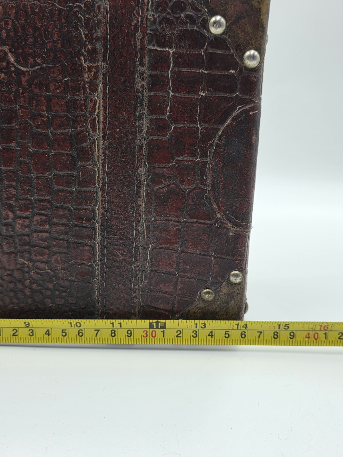 Antique 1930’s Faux Alligator Doctors Suitcase Salesman Sample Case. Red Velvet.