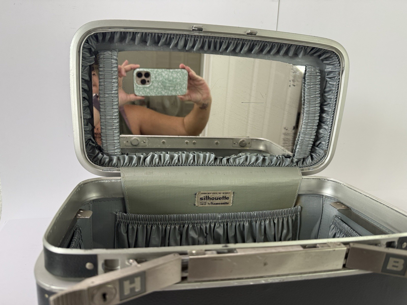 Vtg Samsonite Silhouette Train Case 1960 Black Makeup Cosmetic Luggage Mirror