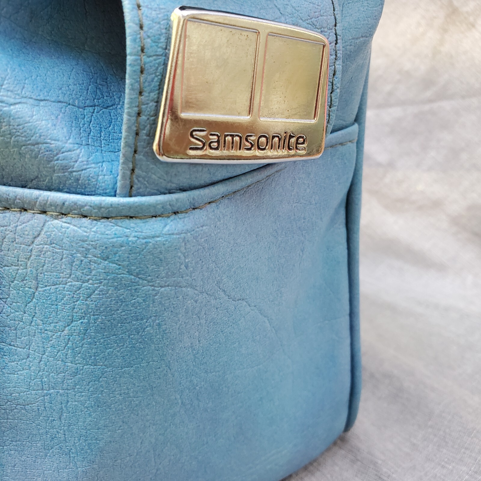 Vintage Samsonite Silhouette Luggage Bag Tote Carry On Overnight Blue Travel