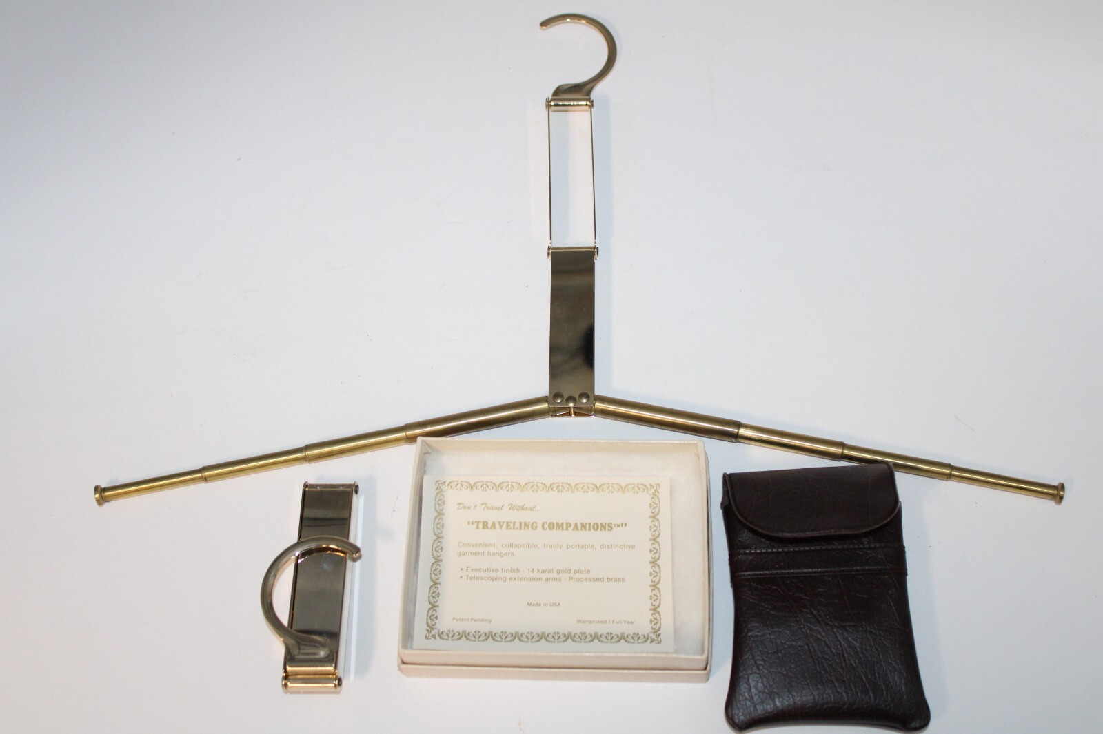 Vintage Travel Accessory, Traveling Companions 14k gold plated garment hanger