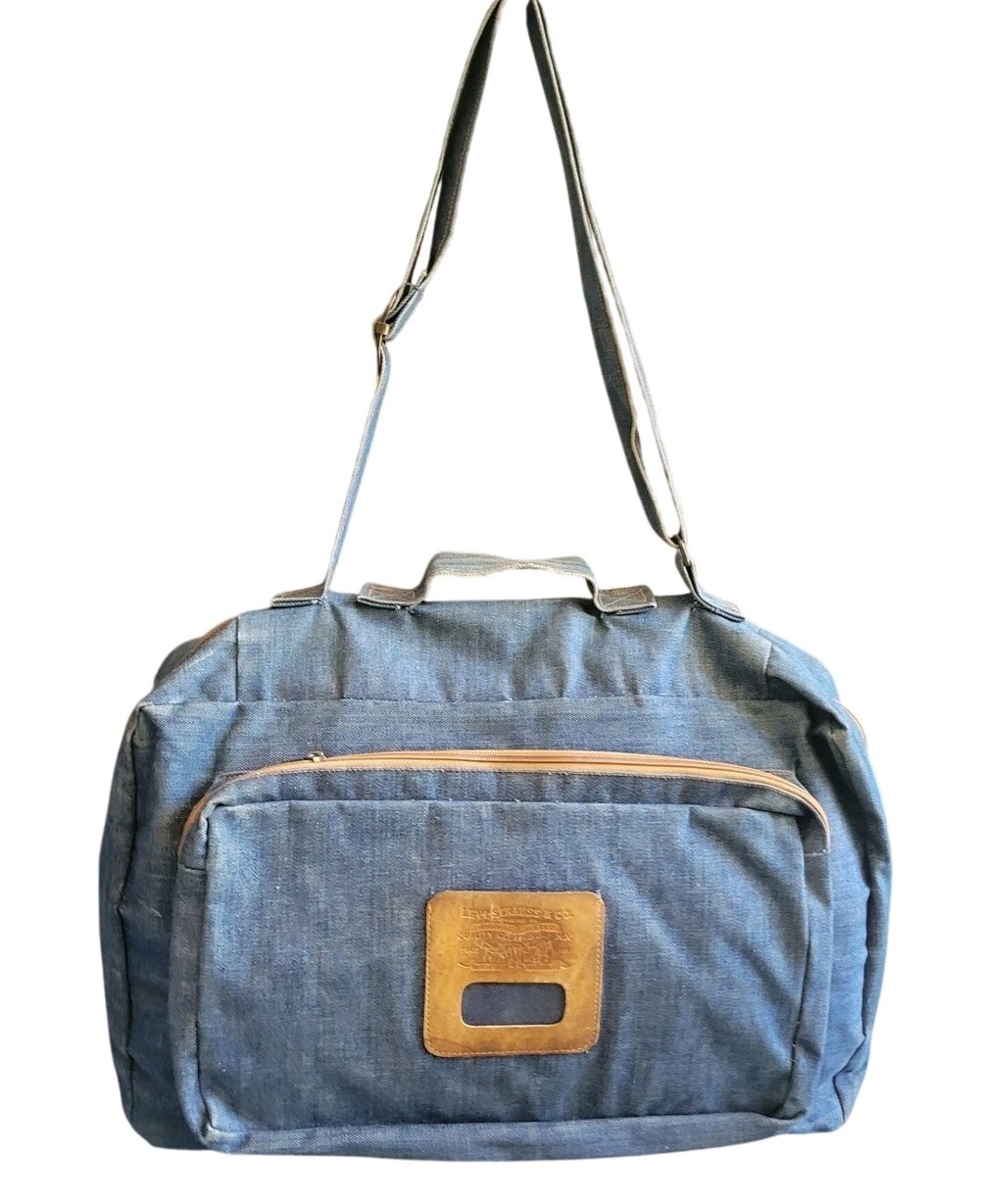 Vintage 70s Levis Orange Tab Denim Duffel Bag Travel Weekender Luggage USA