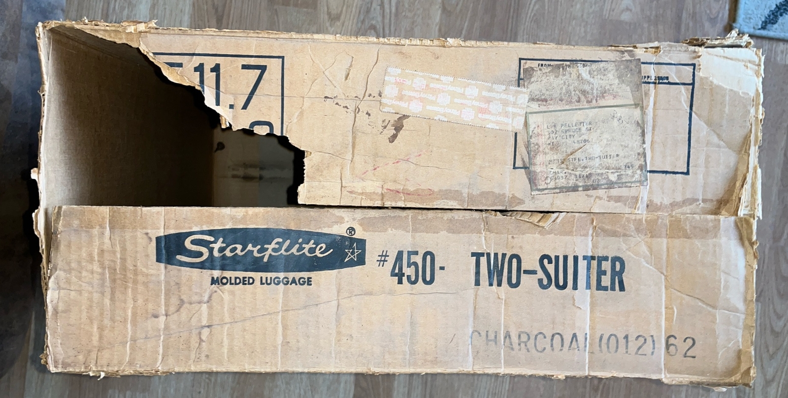 Starflite Molded Luggage 2- Suiter CHARCOAL vtg 1960s Mid Century Modern -No Key