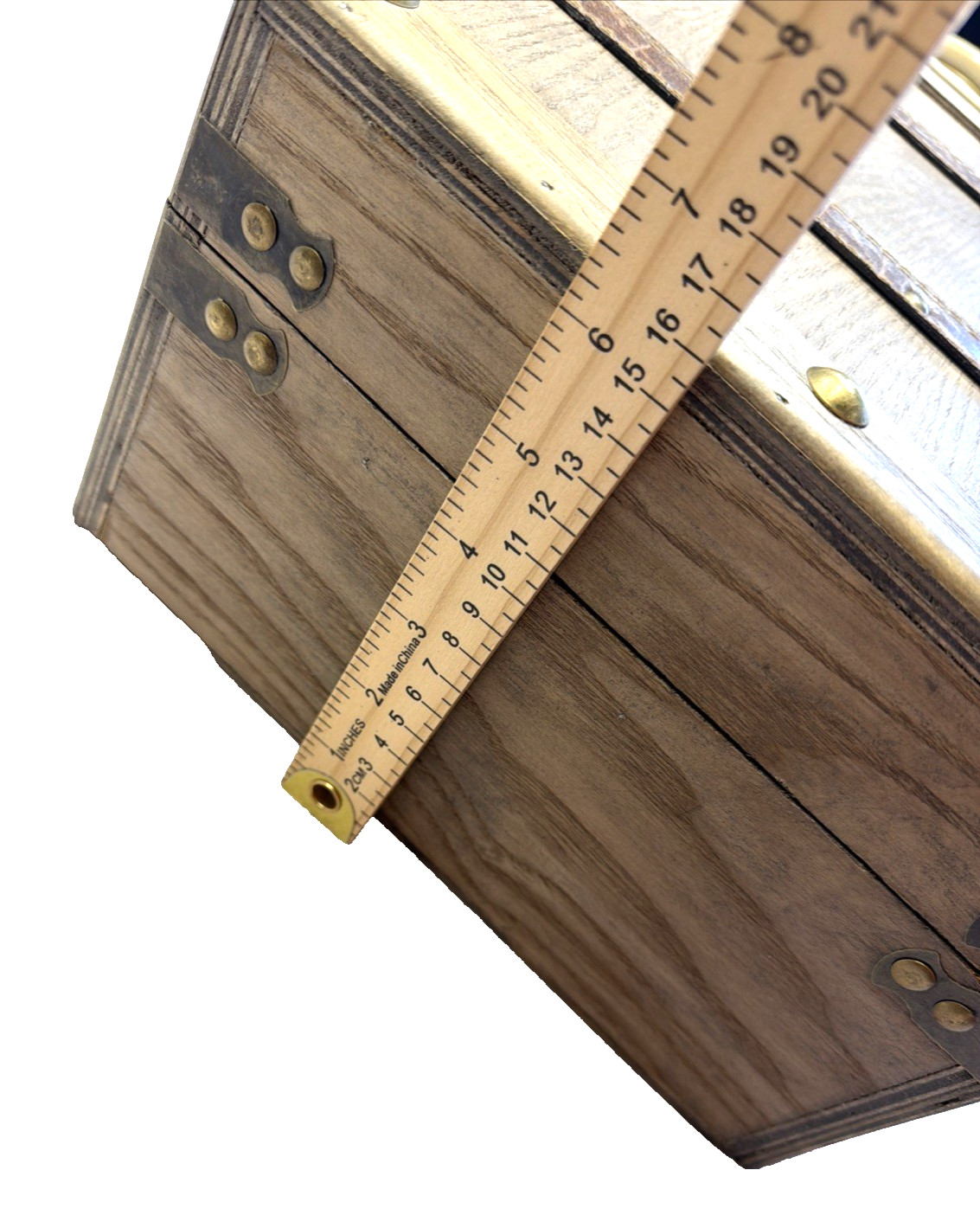Vintage Wooden Suitcase With Leather Straps/Handles Brass Hardware 16″x10″x6″
