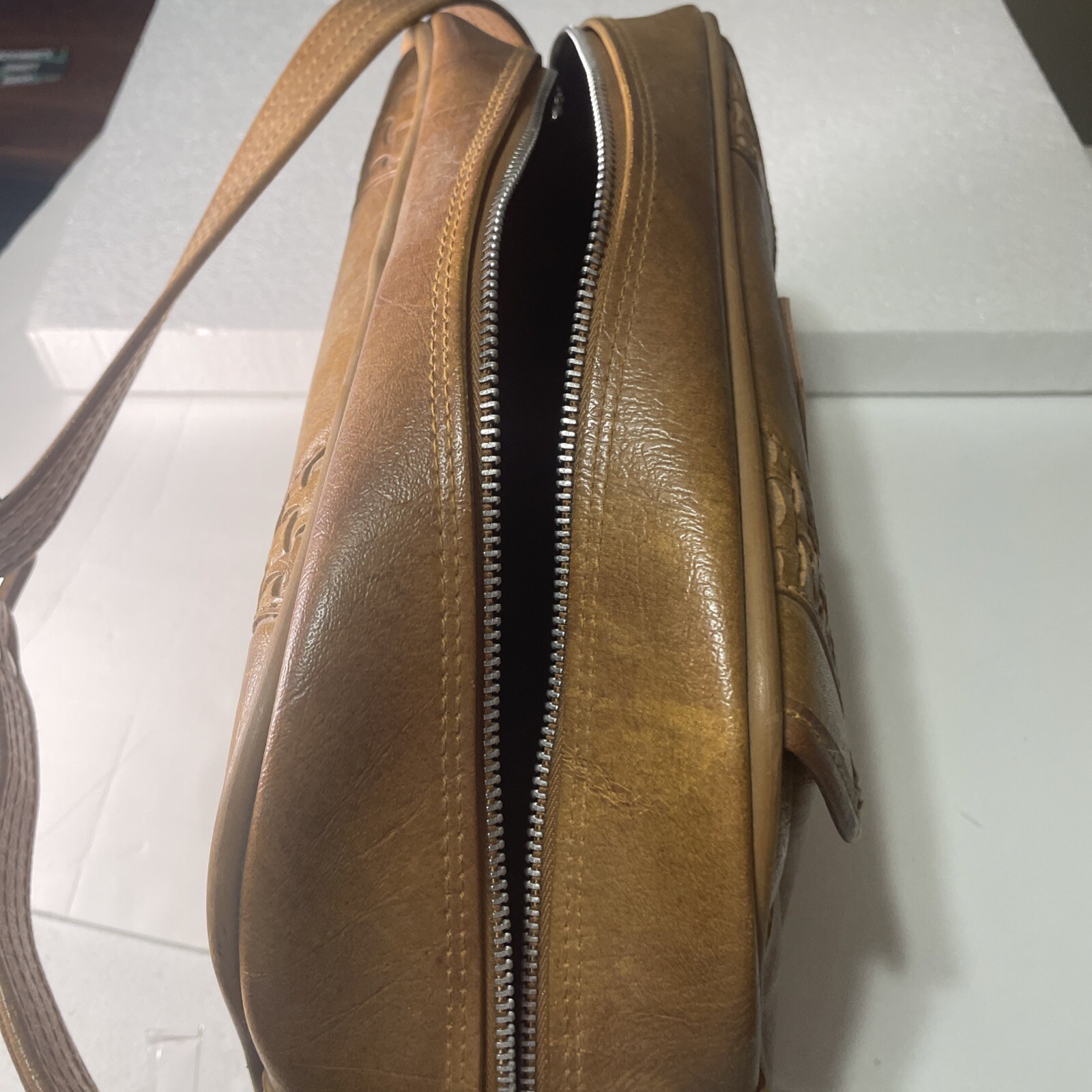 Vintage American Tourister Locking Carry On Bag 1978 Faux Leather 15×11 Brown