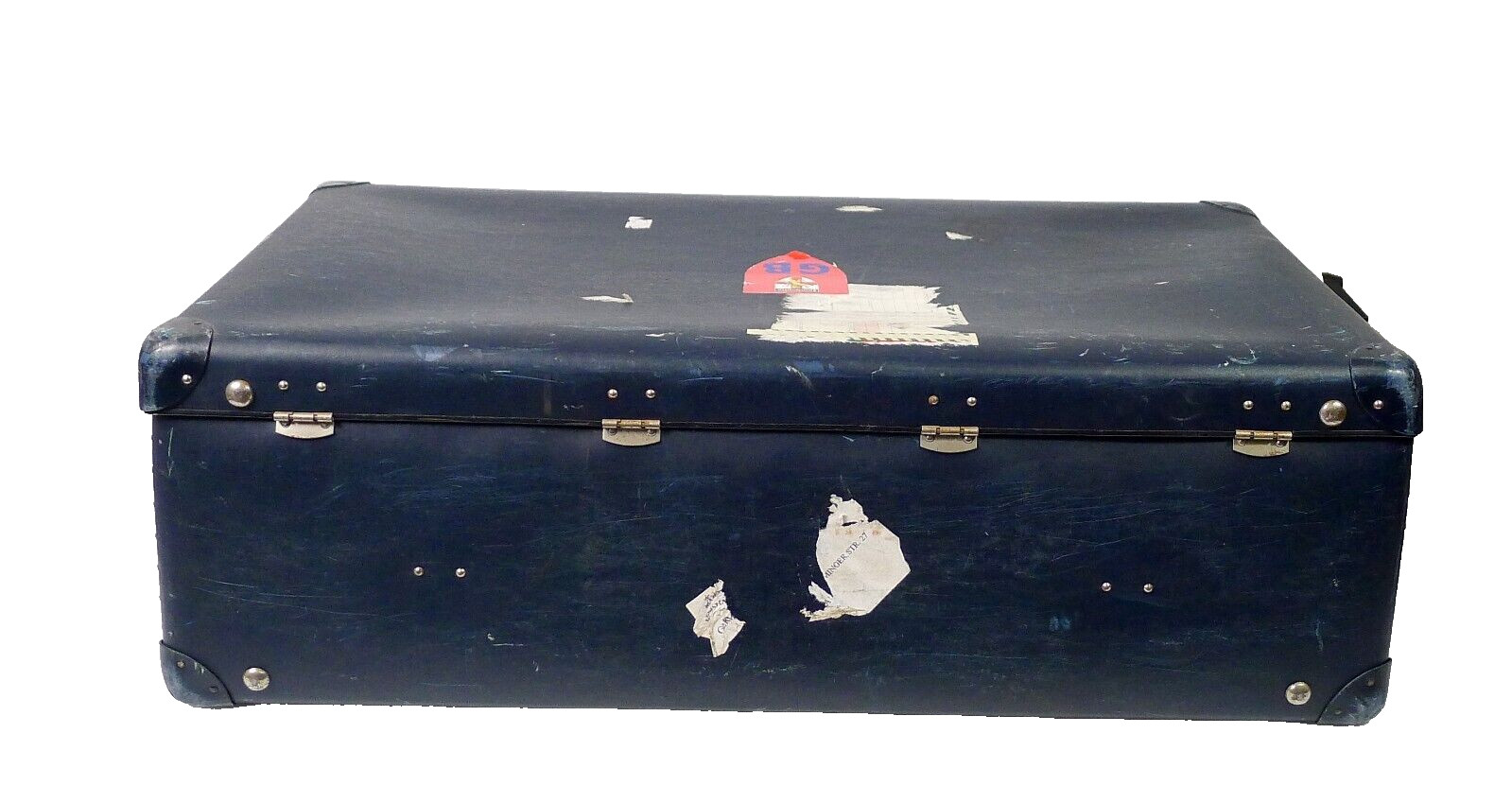 Vintage 1950’S Large Globe-Trotter Suitcase Blue Hard Shell Luggage #2