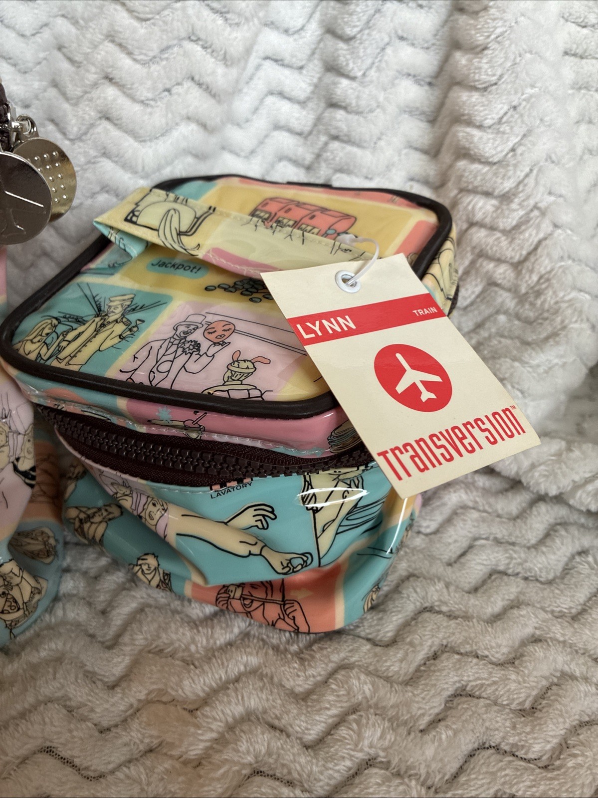 Vintage~Transversion~Zip Travel Cosmetic Bag w/ Mirror Set Of 2~NWT