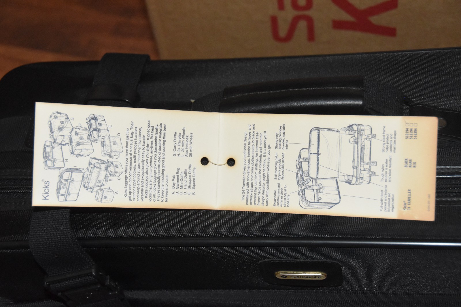 NEW VINTAGE 1980s Samsonite Kicks Traveler 24 Luggage Suitcase NWT & BOX Black