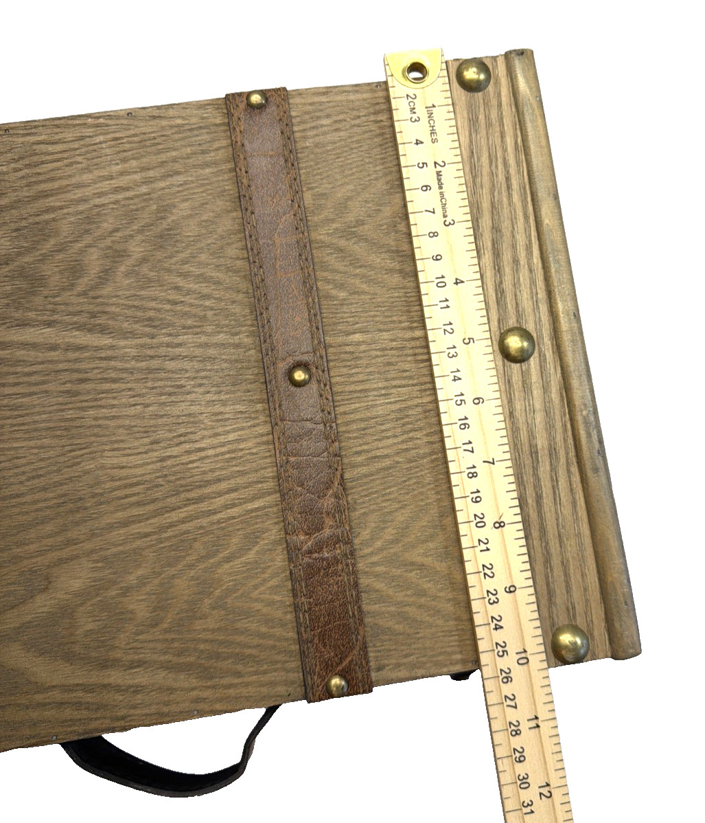 Vintage Wooden Suitcase With Leather Straps/Handles Brass Hardware 16″x10″x6″