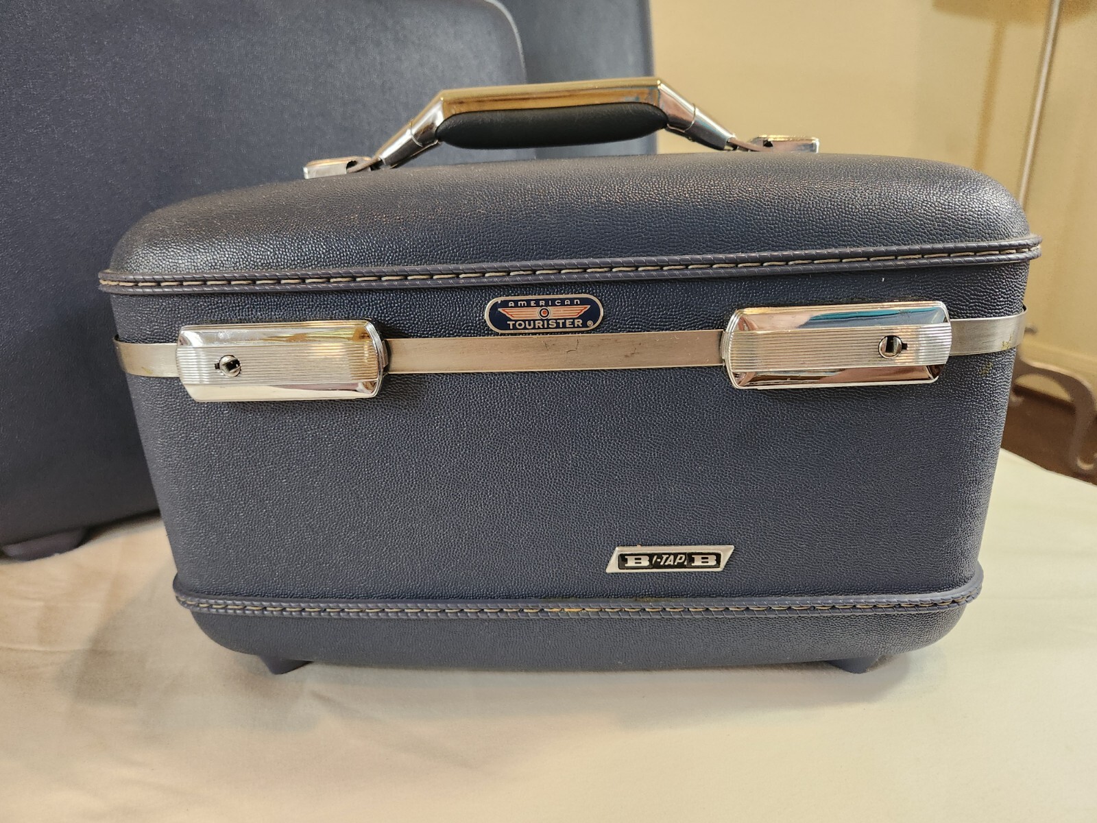 Samsonite Saturn Blue Luggage Hard Shell Train Case Suitcase (Set of 3) VTG