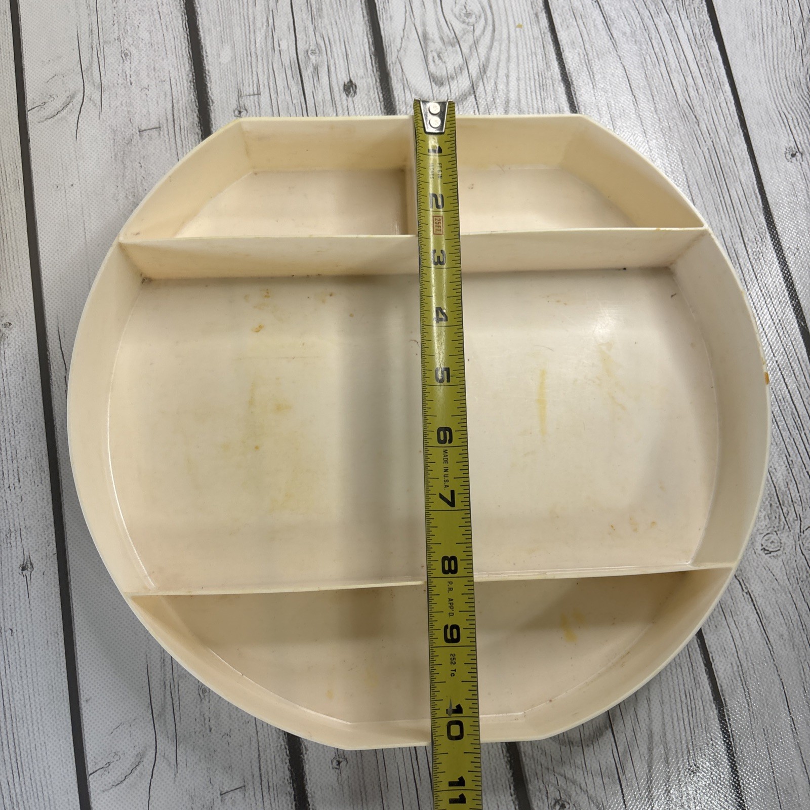 Vintage 1960s Plastic Fashion Two-Twenty Cream Cosmetic Train Case with Tray.