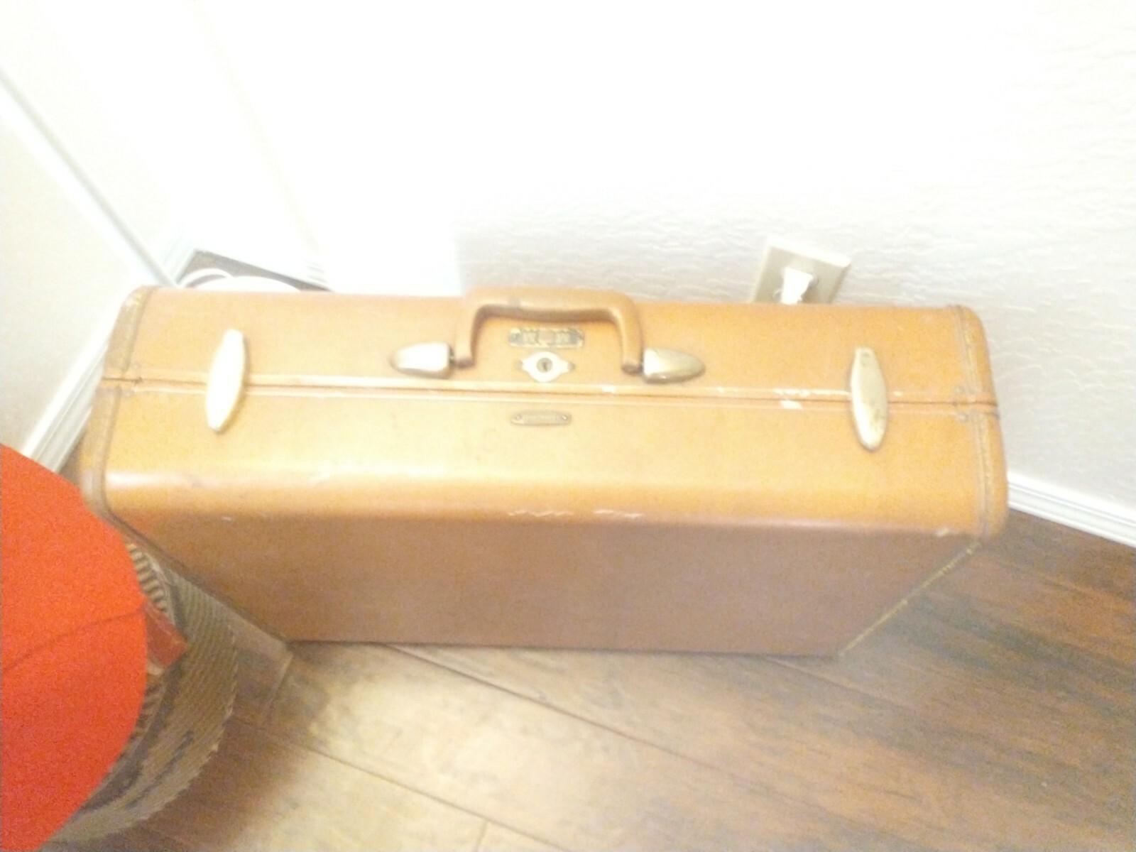 Vtg Large Samsonite 24″ Shwayder Bros. Leather Hard Shell Luggage Suitcase Brown