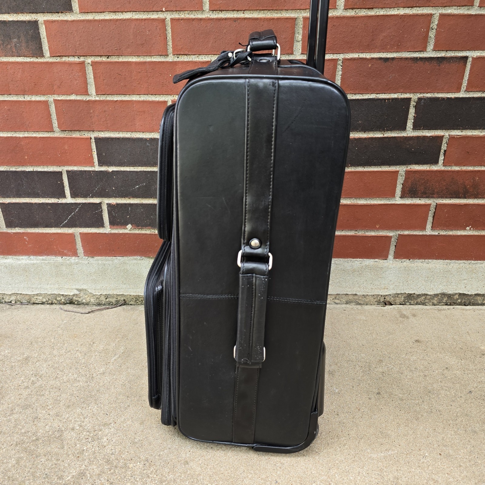 Vintage 90s 22″ Boli Bag All Genuine Leather Carry On Suitcase Black Solid