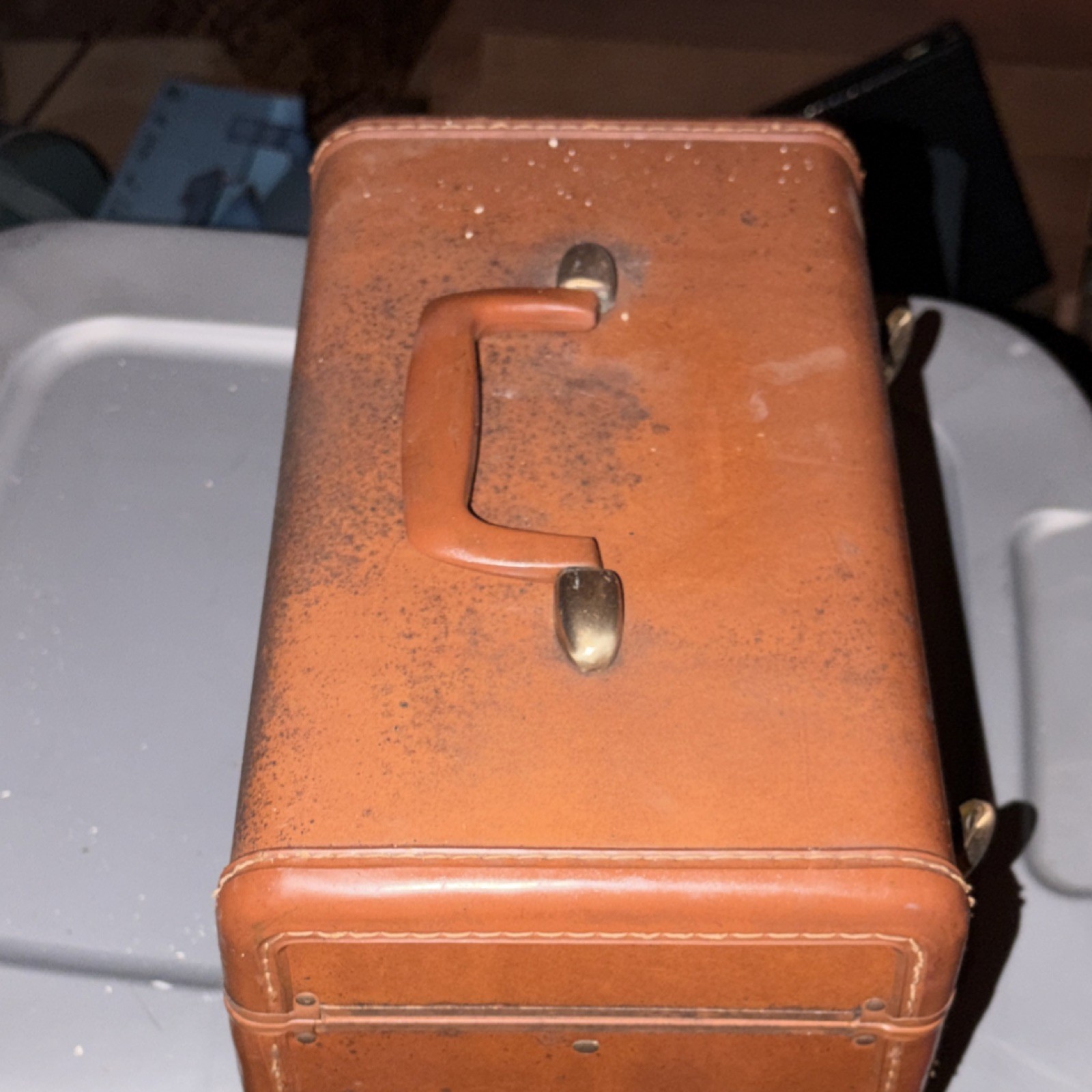 Samsonite Streamlite Vintage Brown Leather Hard Vanity Case Locking 1960s