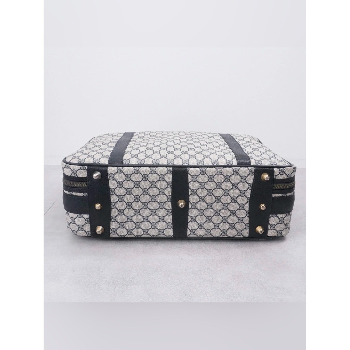 Gucci Vintage GG Supreme Monogram Suitcase Travel Bag Navy