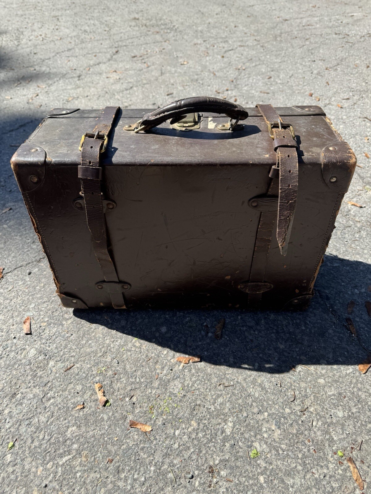 2 Vintage Excelsior Leather Luggage Travel Suitcase Briefcase 30s 40s Brown