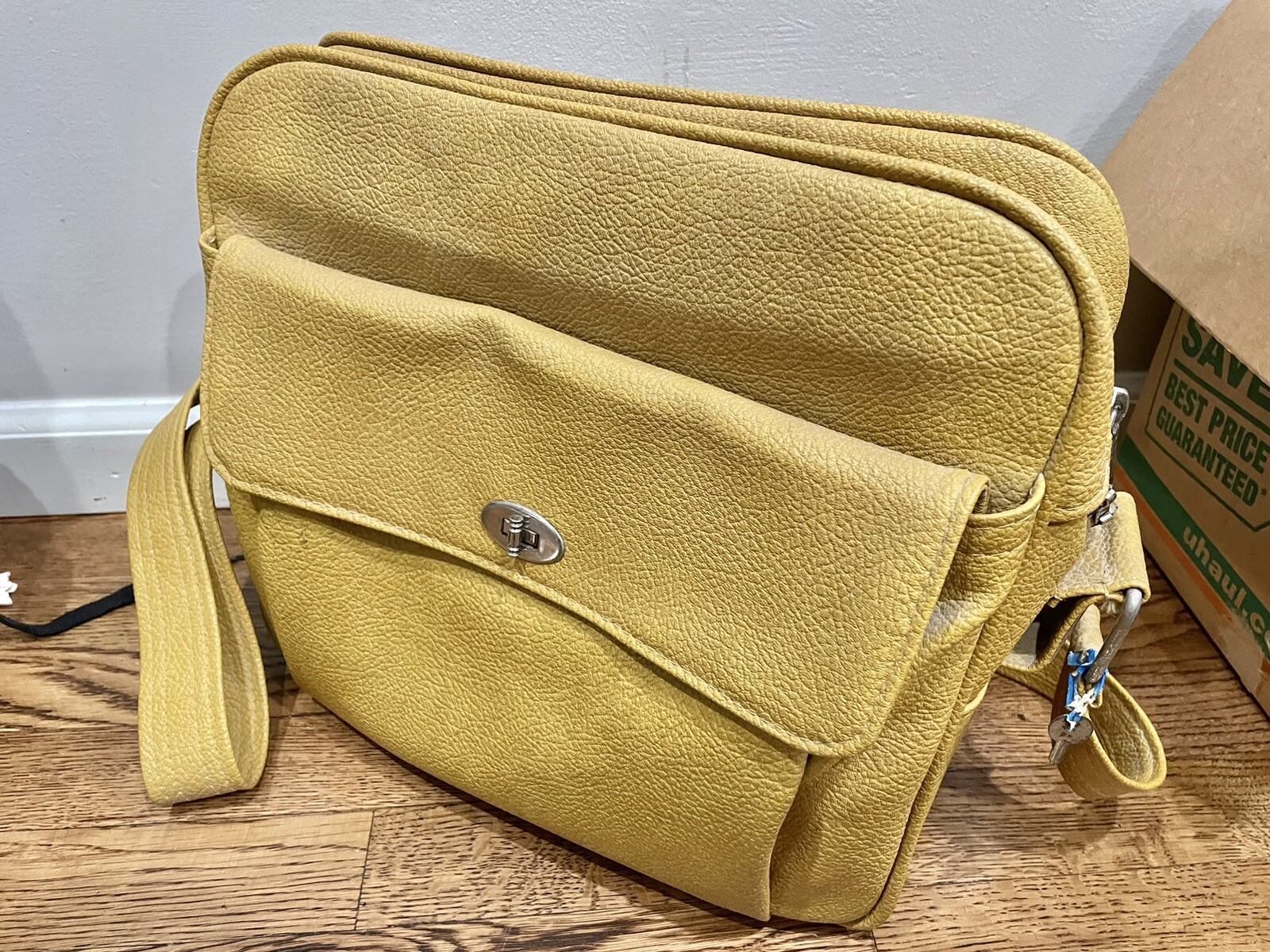 Vintage Luggage Carry On Bag Airplane Tote Royal Traveller Yellow Duffel