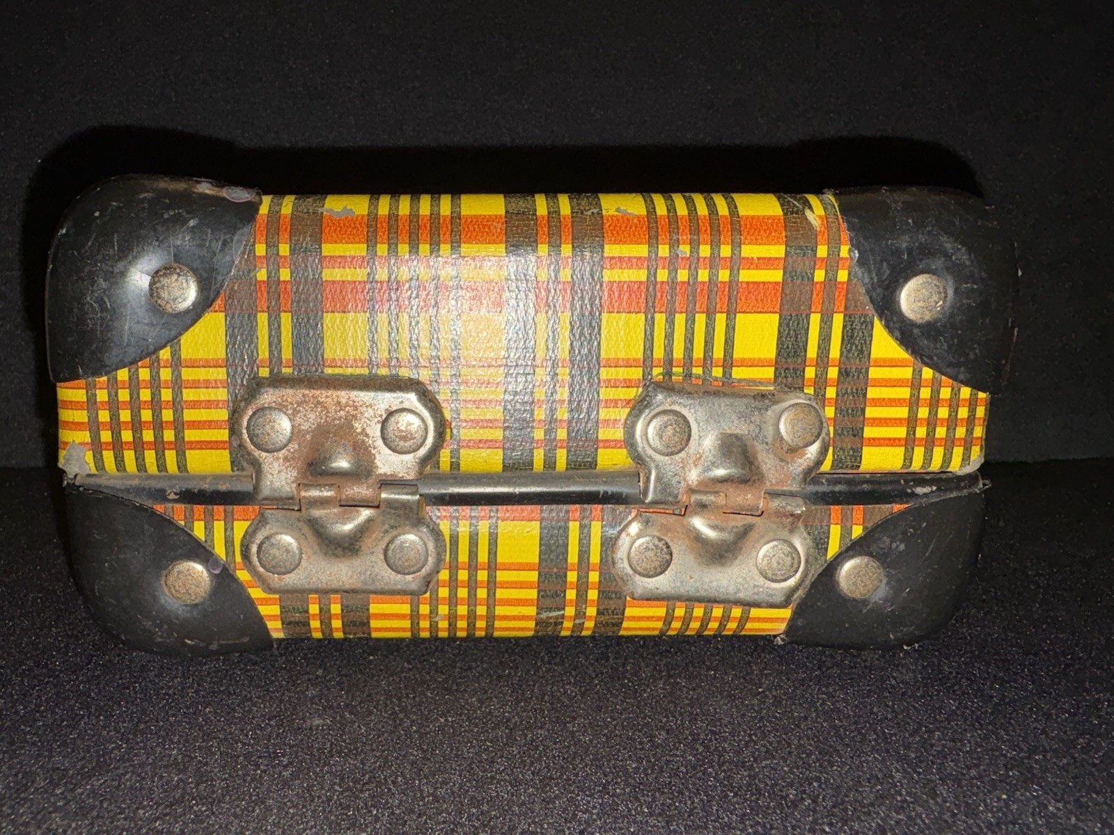 Vintage AeroPak by Seward Miniature Plaid Suitcase, 1950s ToyTrain Case/Doll Lug