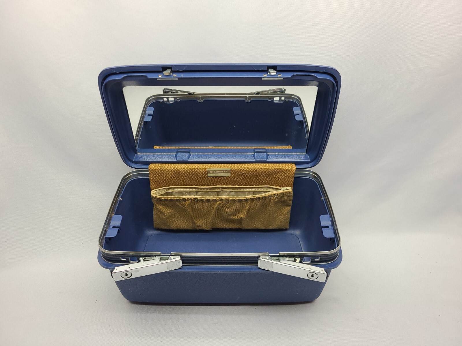Vintage Blue Samsonite Concord Hard Train Carry On Make Up Case
