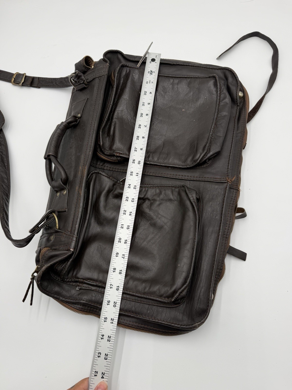 Vintage Genuine Leather Garment Bag Brown Foldable Travel Suit Carrier Colombia