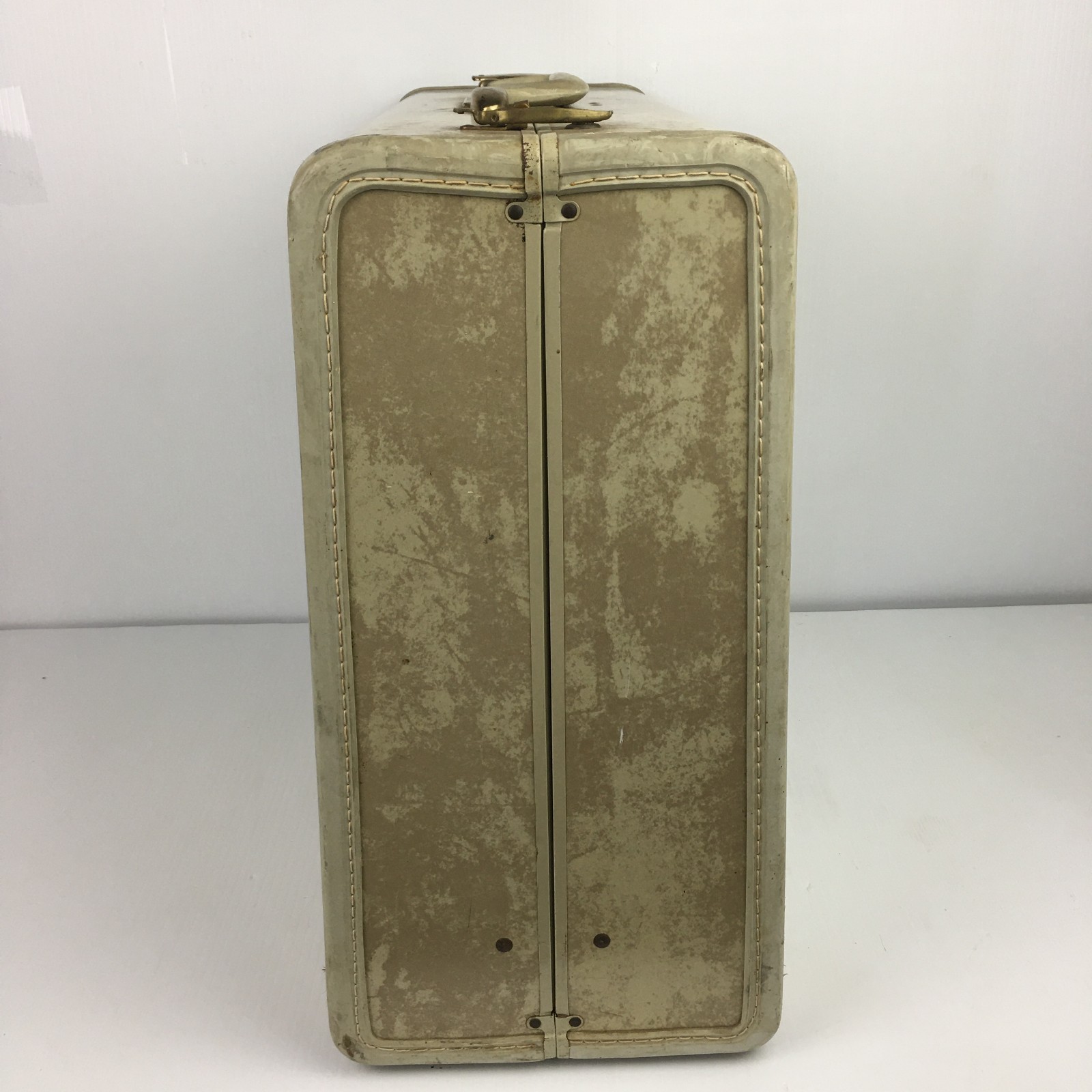 Samsonite Shwayder Streamlite Suitcase Excellent INTERIOR Marbled 21″ Vtg Cream