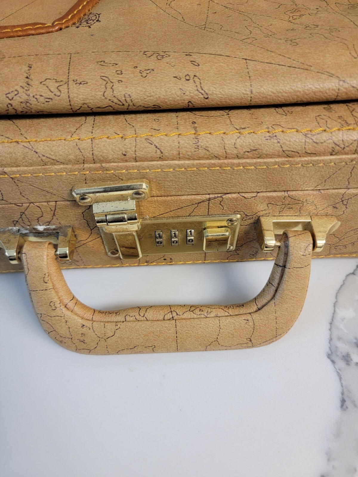 Vintage Briefcase Attache Map Pattern Perfect for Tablets or Art Supplies