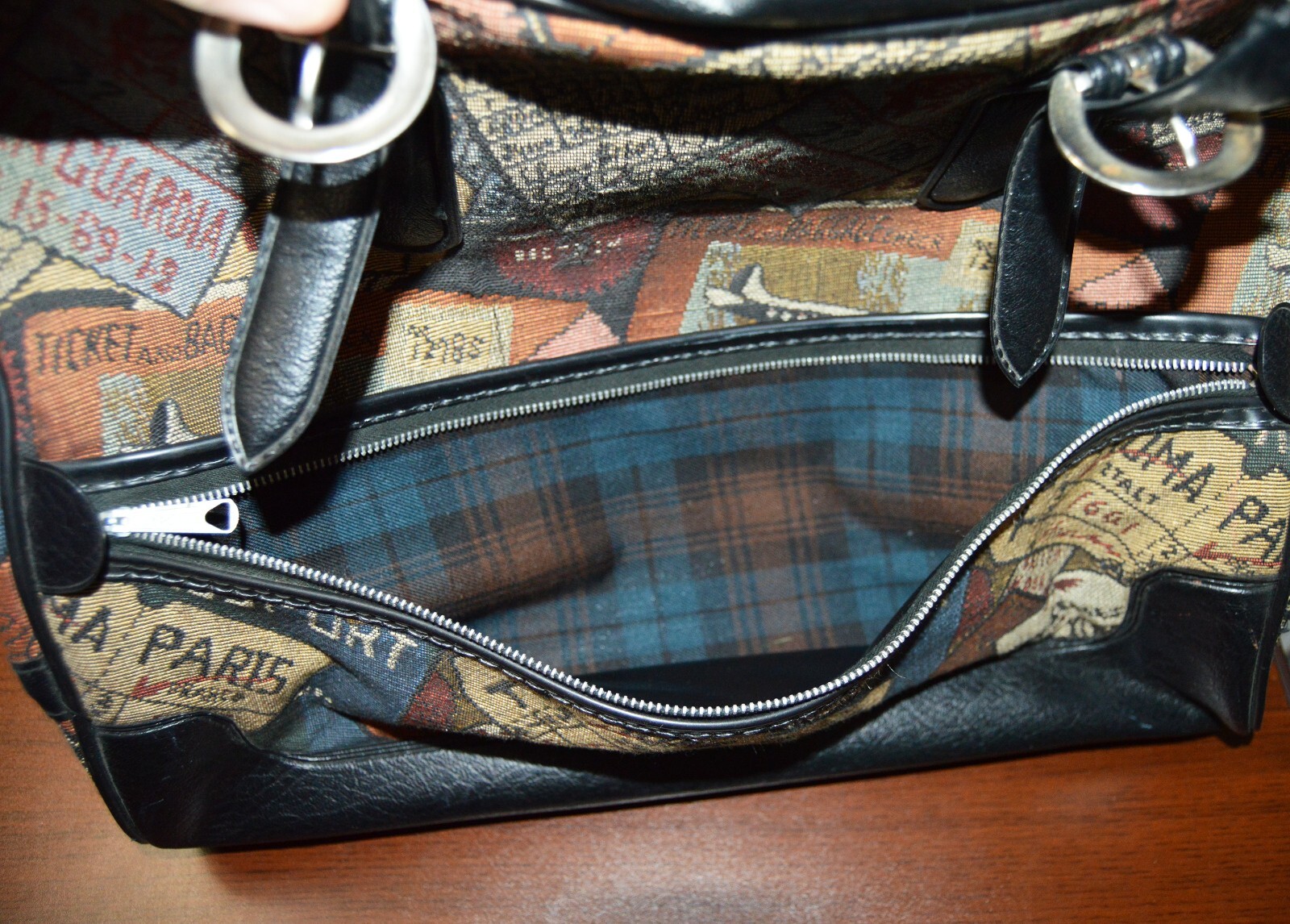VTG 50s Airline Tapestry Carpet Satchel / Overnight Travel Bag w/ Built in Lock