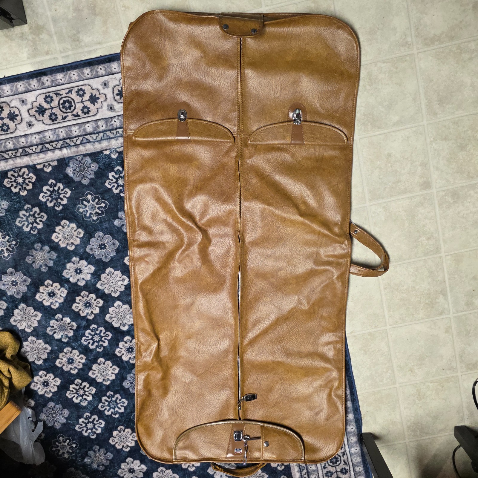 Vintage American Tourister Escort Garment Bag Faux Leather Brown Suit Carrier