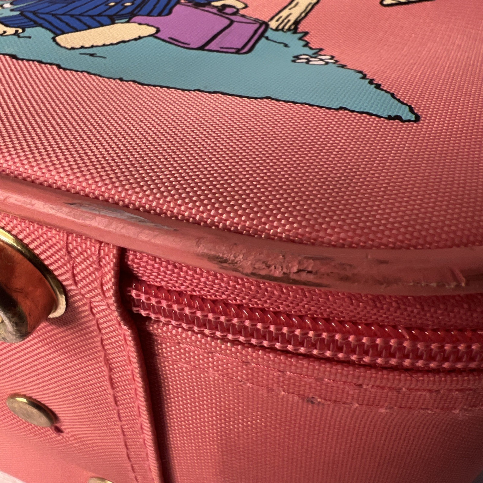 Vintage GOING TO GRANDMA’S Pink 1980s Childs Vinyl Suitcase Travel Carry On