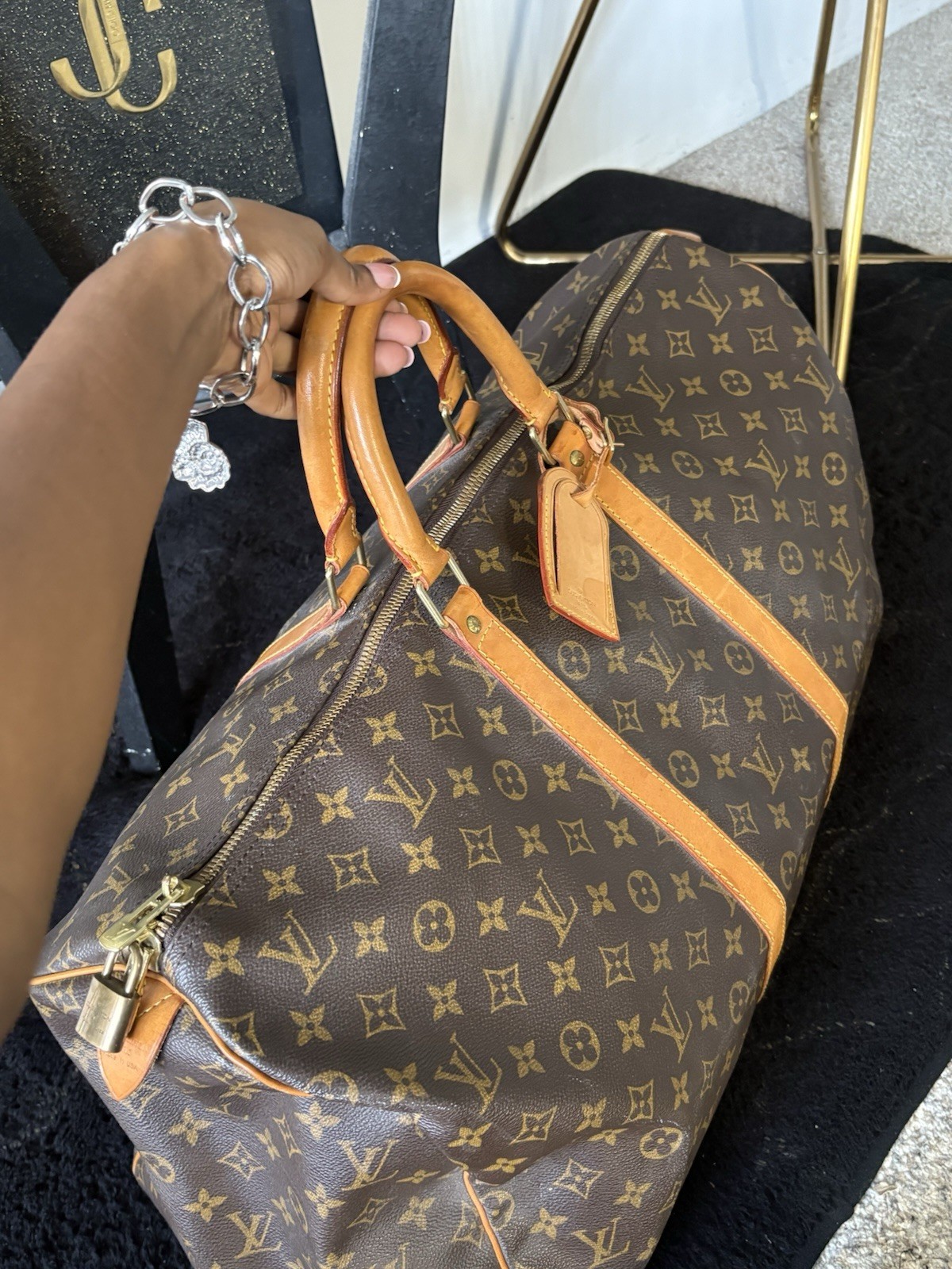 Louis Vuitton M41424 Monogram Keepall55 Travel Bag Boston Duffle, Canvas, Brown