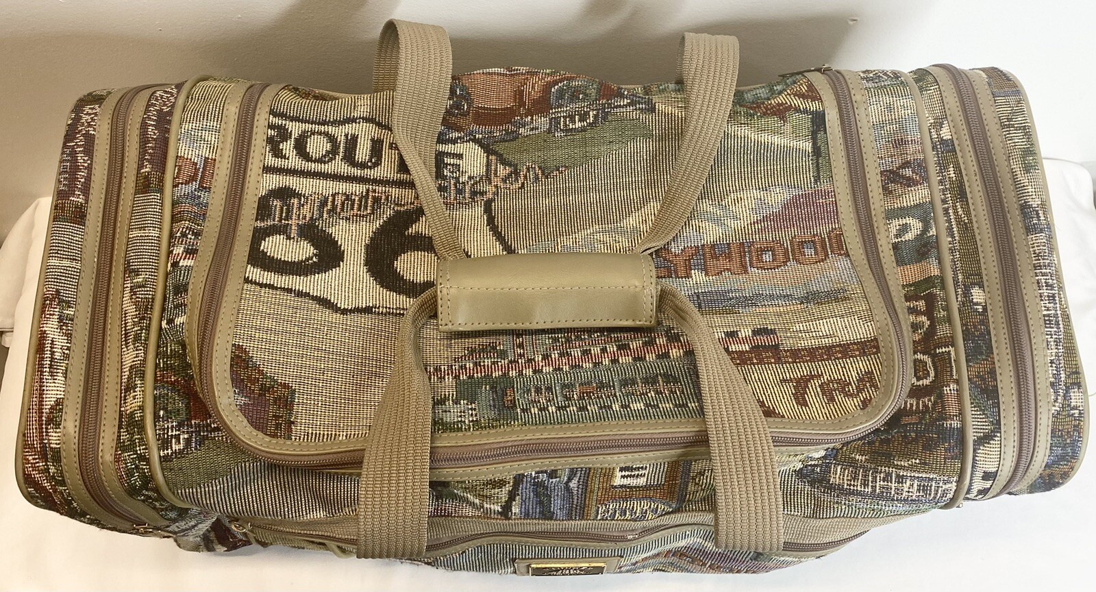 Vintage Pioneer Express Weekend Bag Route 66 Tapestry Duffel Carry On Travel