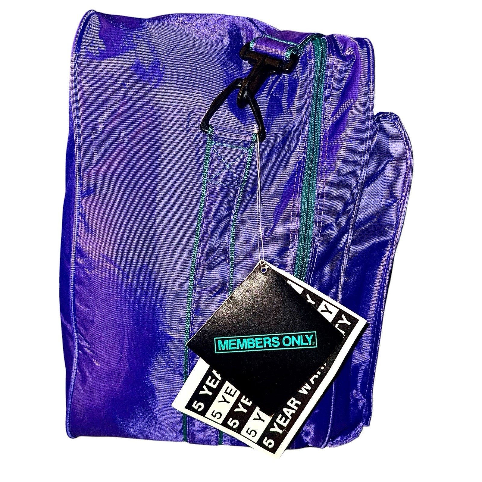 NEW W TAGS Vintage Members Only Duffel Bag 80s Travel Teal Purple Shoulder Strap