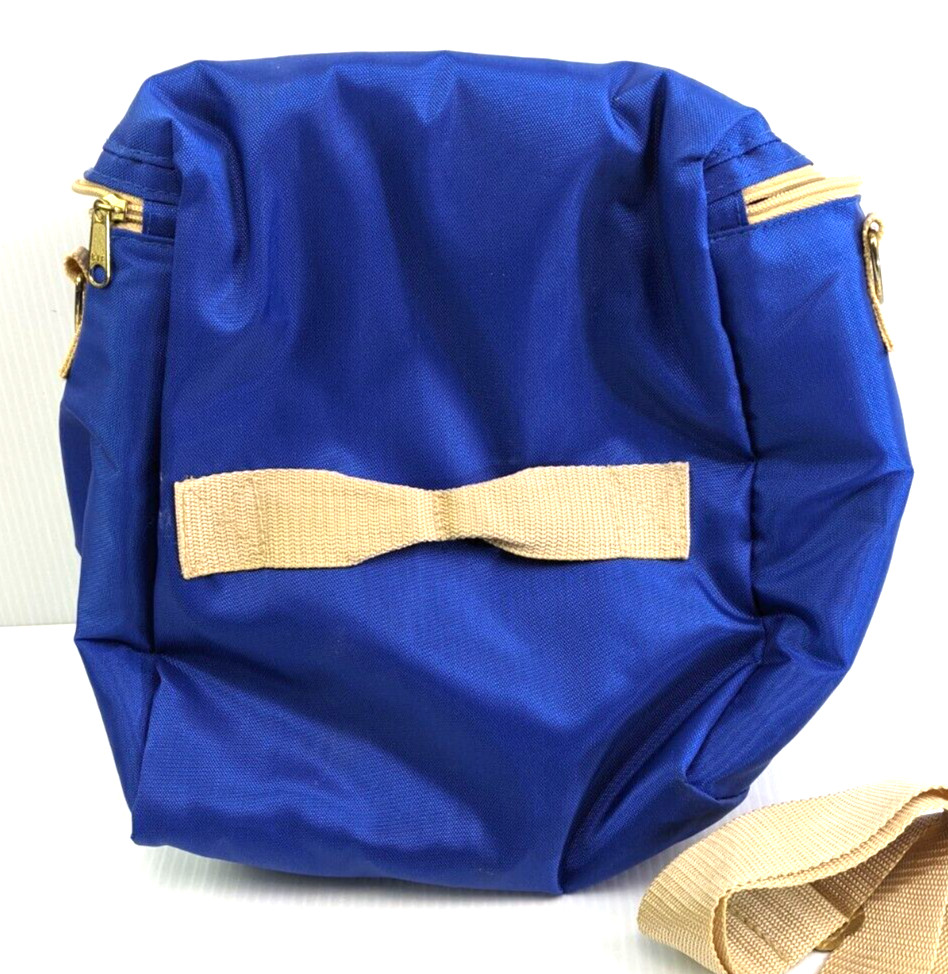 Vintage Carry-on travel bag Mobil Oil logo 1970s Insulated Blue 10″x12″x8″