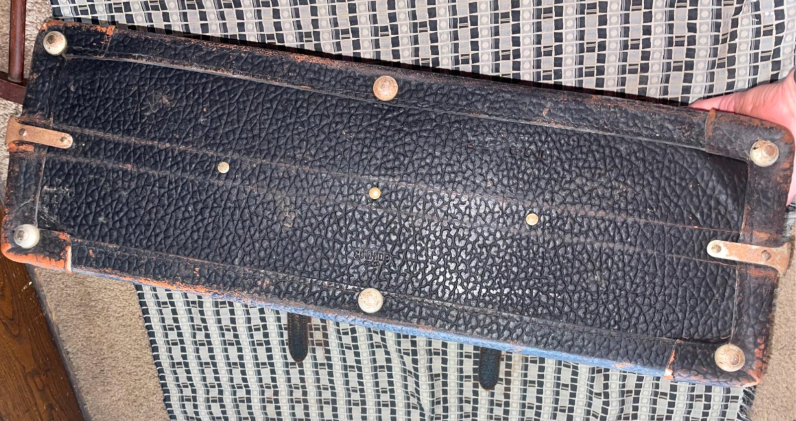 VTG 30S 40S COWHIDE LEATHER STRAP BUCKLE TRAIN TRAVEL LUGGAGE SUITCASE CASE