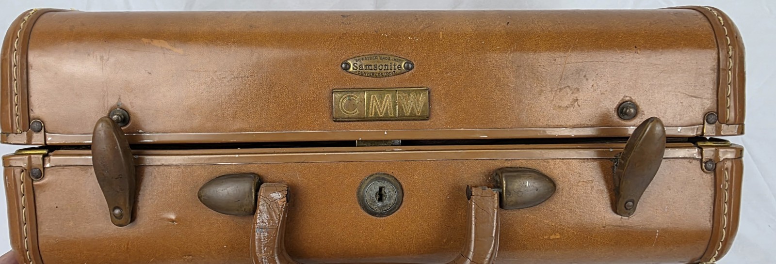 Vintage 1950s Samsonite Shwayder Bros. Brown Hard Shell Suitcase Travel Luggage