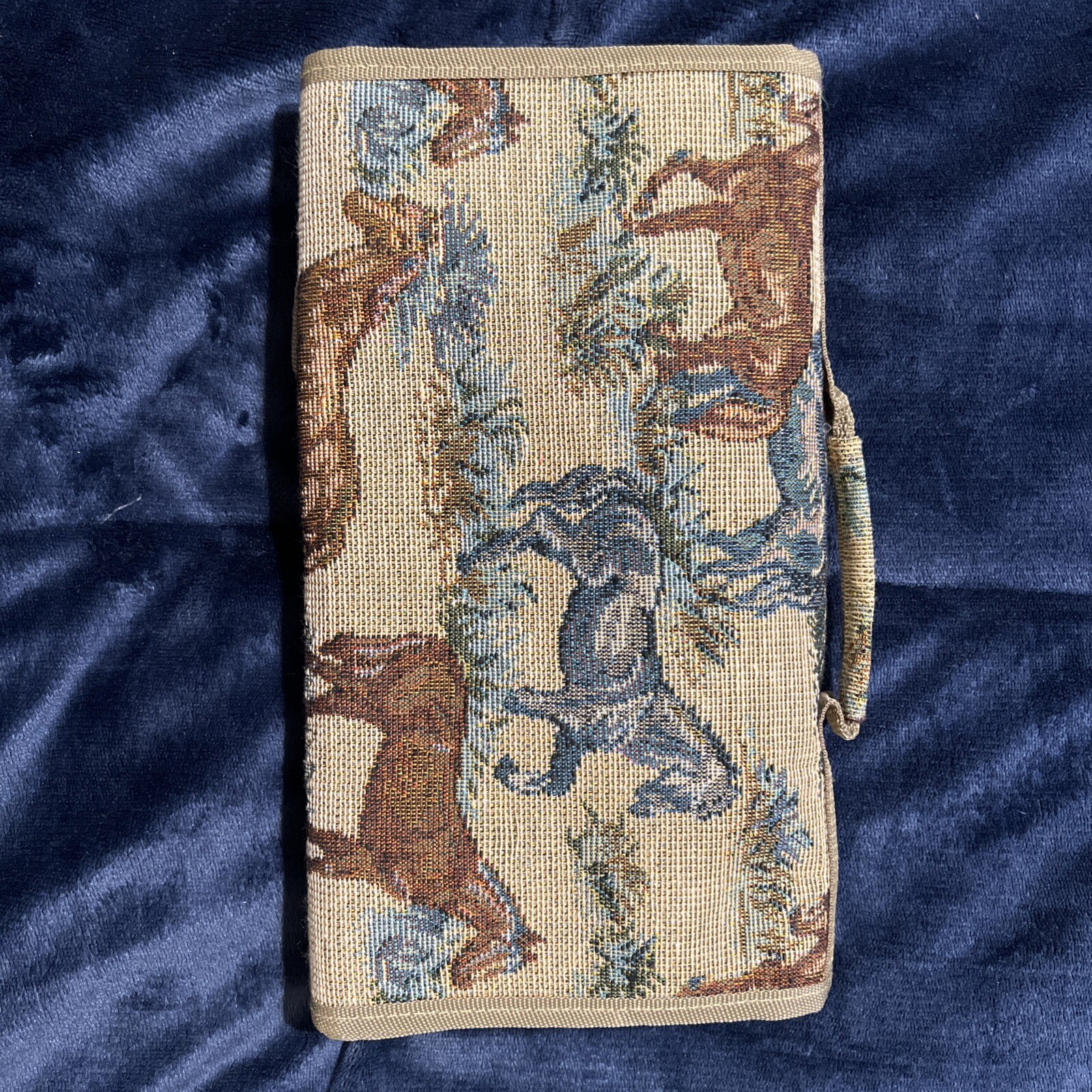 Vtg 90s Rolling Tapestry Horses Travel bag Tote w/Foldable Collapsible wheels