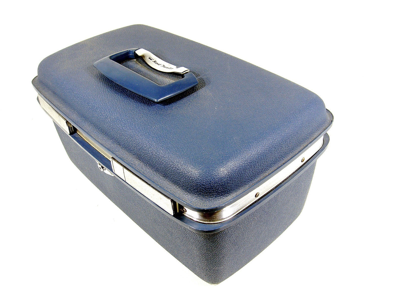 Vintage Royal Traveller Aurora Train Make Up Case With Tray & Mirror No Key Blue