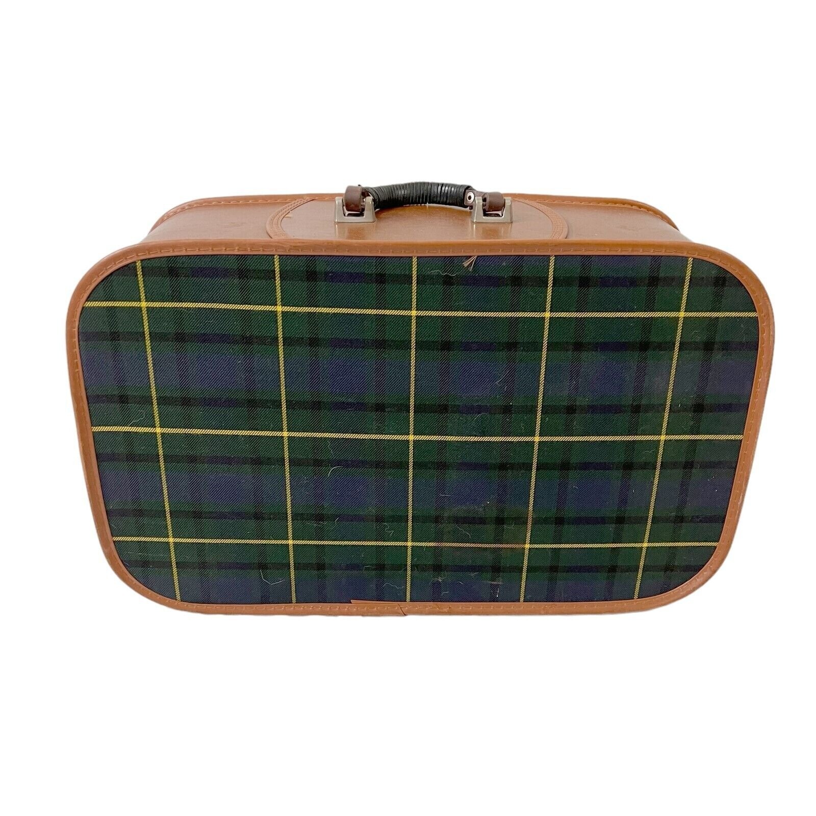 Grasshopper Green Plaid Suitcase Luggage Mid Century Modern Mod Vintage 1960s