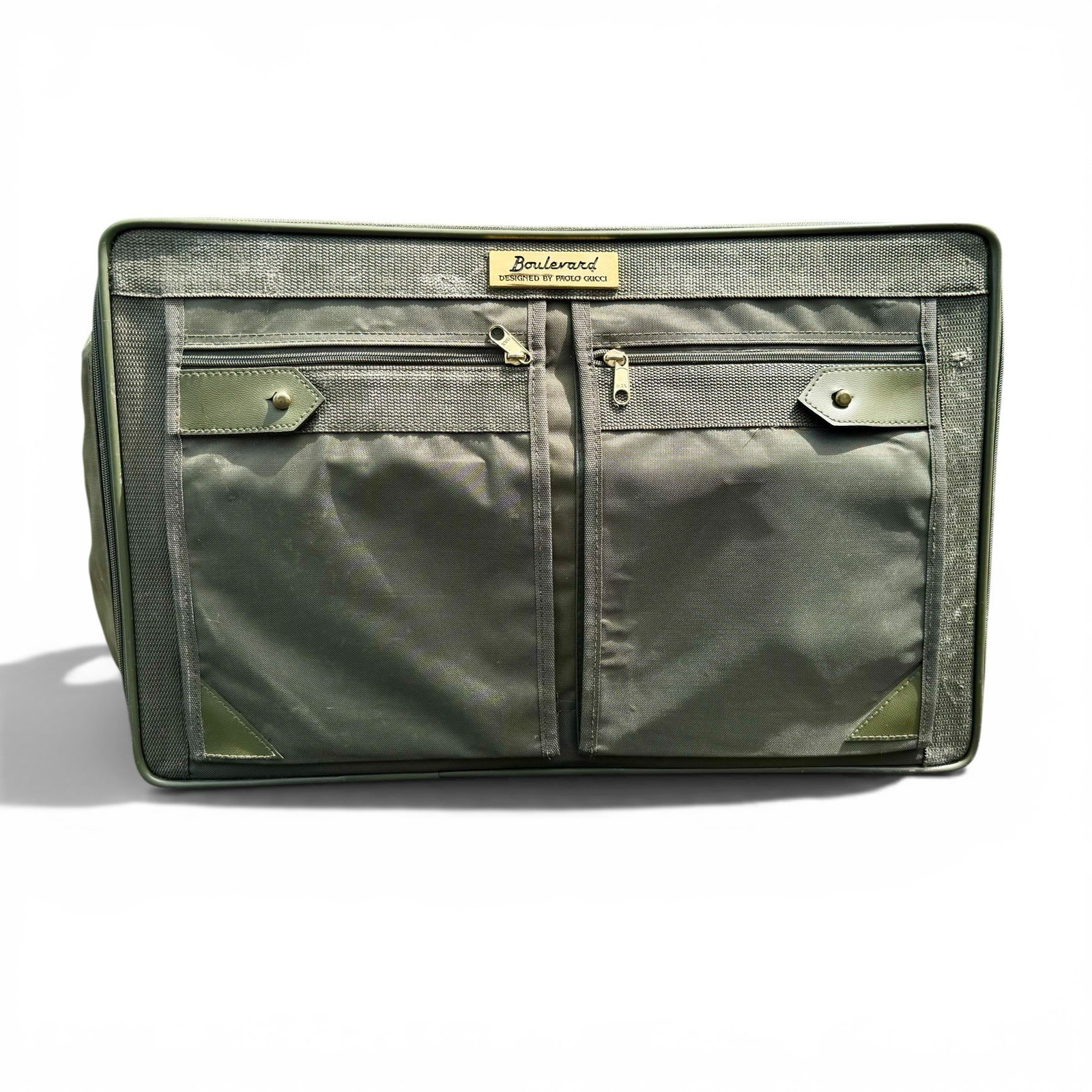 Vintage Boulevard by Paolo Gucci Green Carry On Luggage Gold Hardware 21”