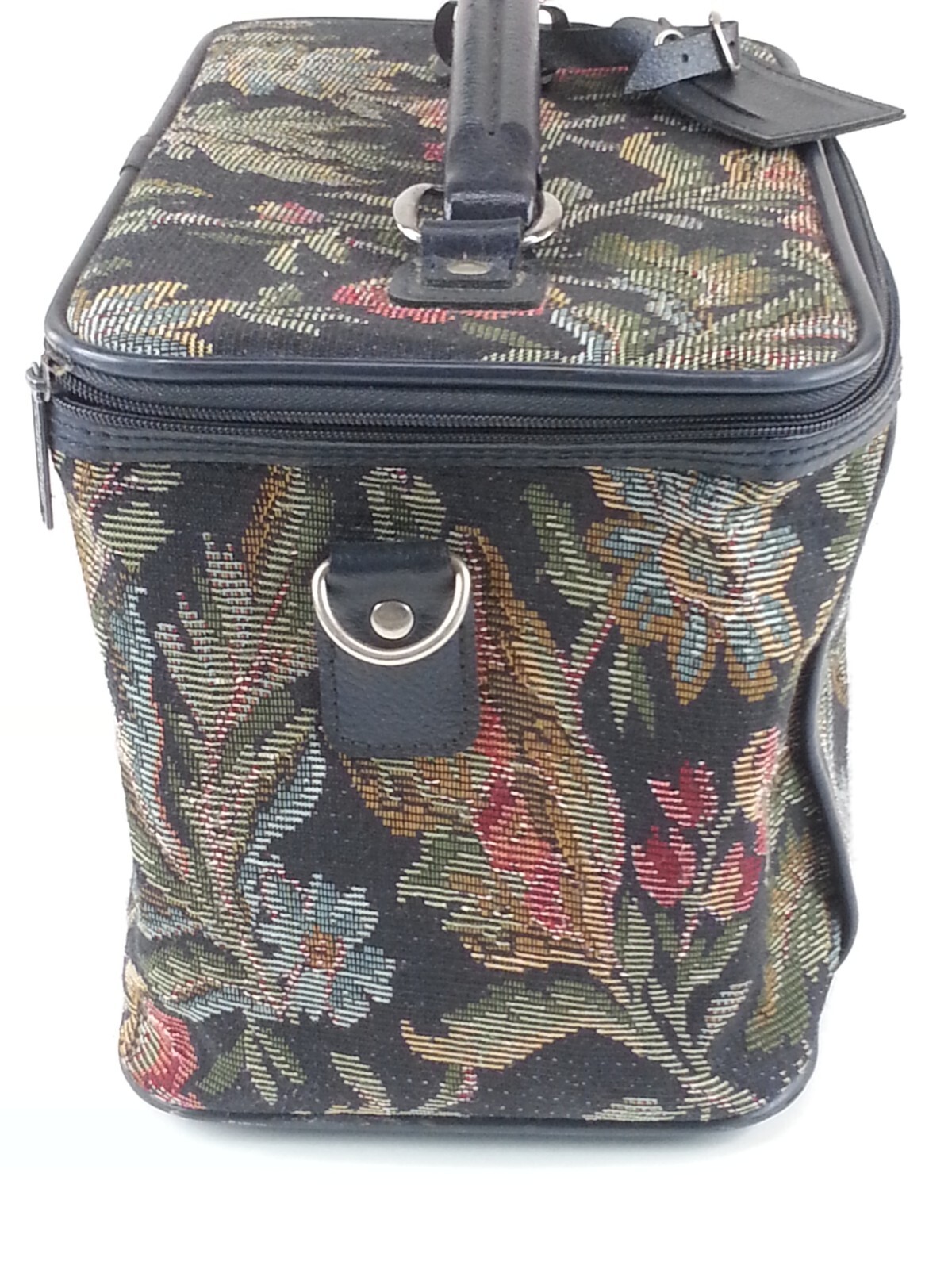 Vtg 1980s Jordache Makeup Travel Bag Floral Tapestry