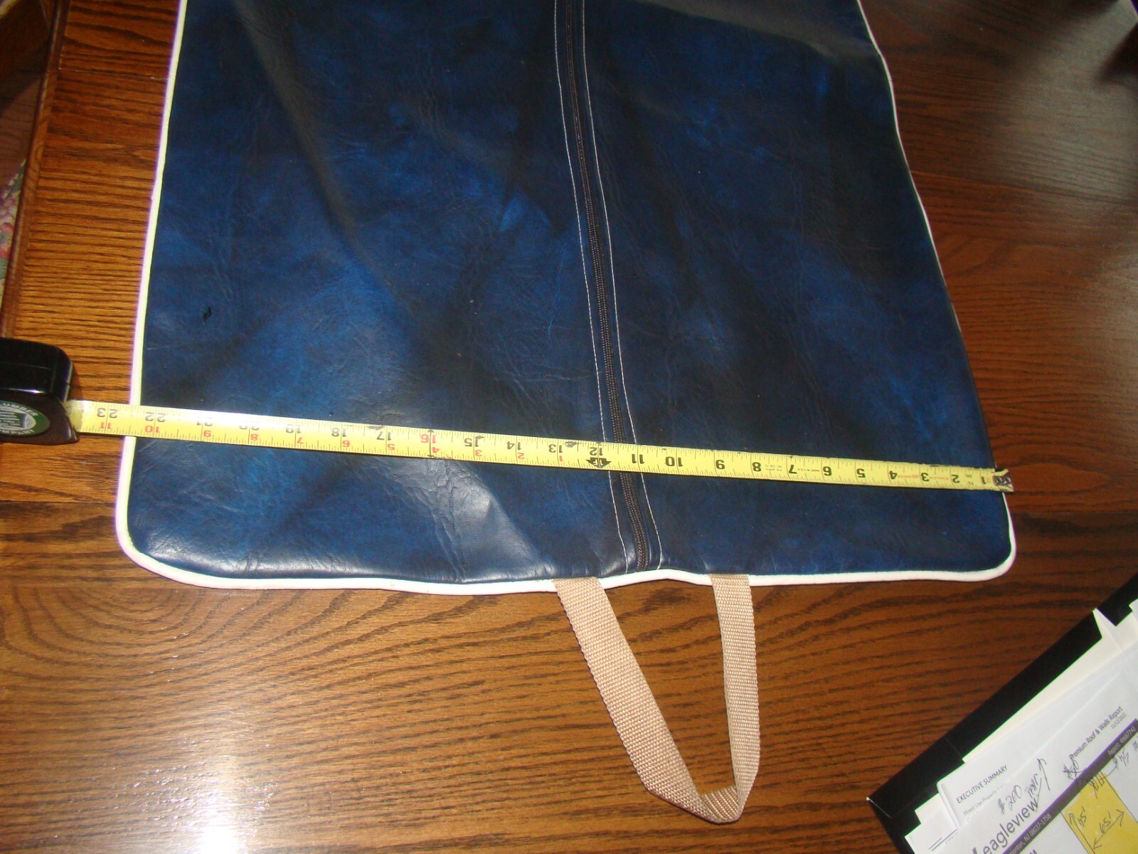Vtg Vinyl Faux Leather Folding Custom Garment Bag Hammonton Blue Devils Band