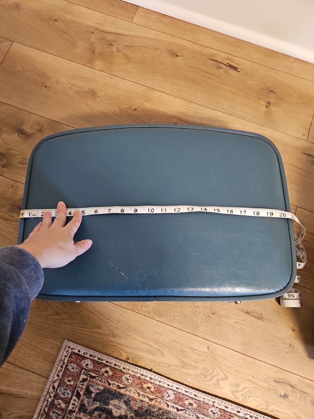 Vintage Blue Hard Shell Suitcase MCM Medium size Mid Century 1960s 70s Weekender