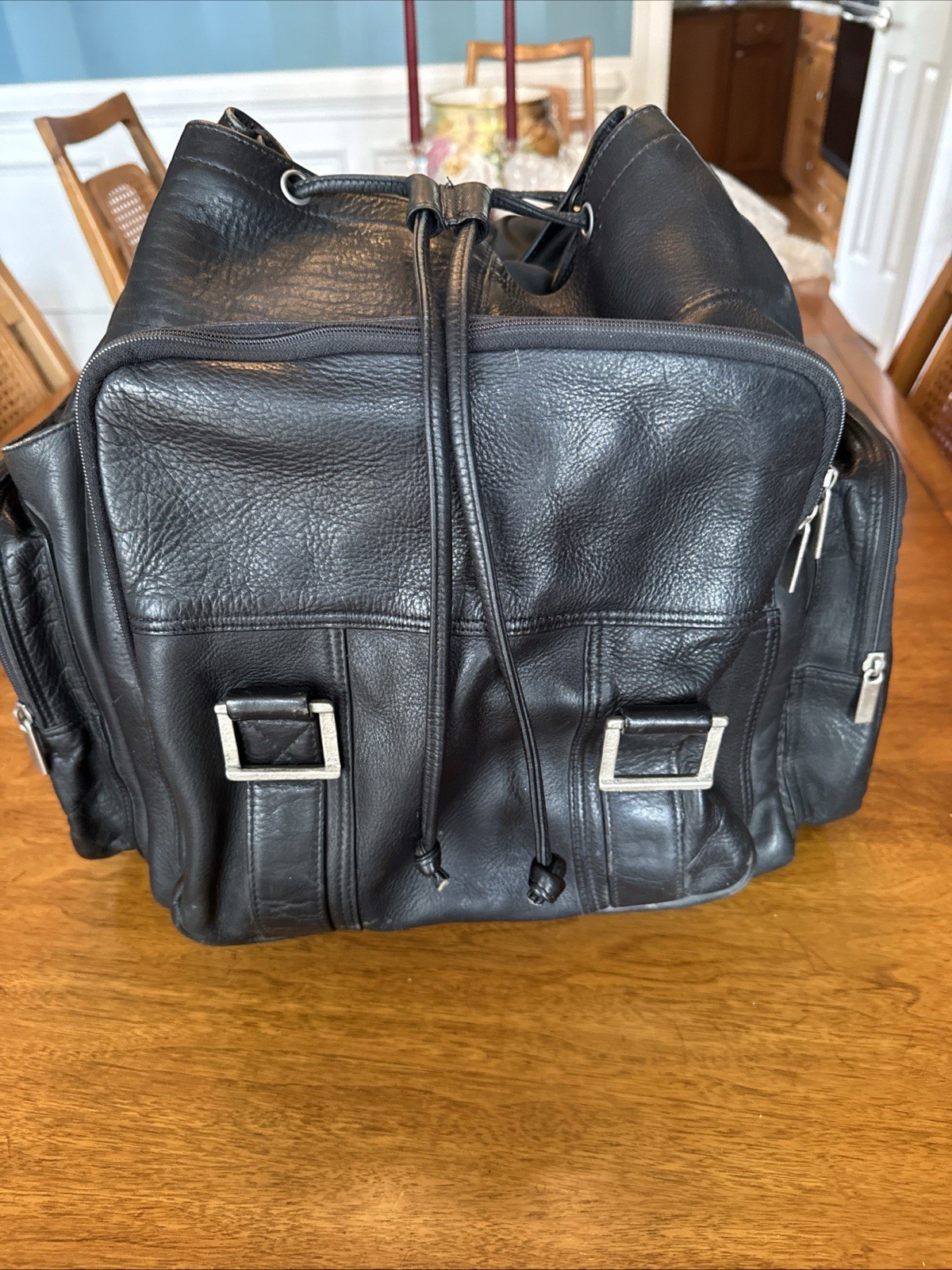 Black Leather Vintage Backpack From Wilson Leather