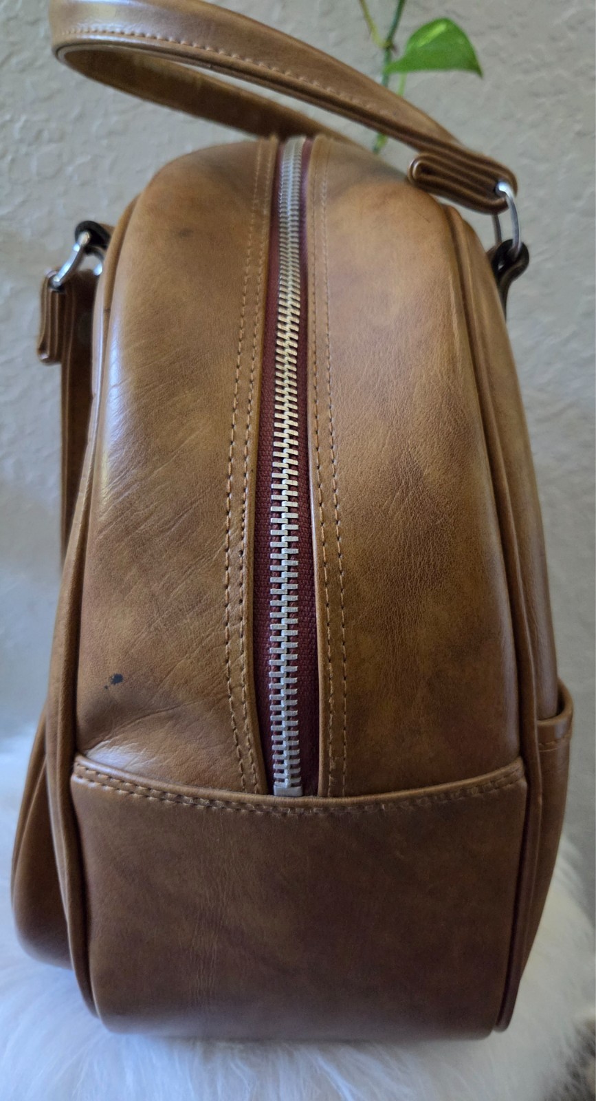 Vintage Airway Industries Zippered Brown Carry-On Travel Luggage Suitcase Bag